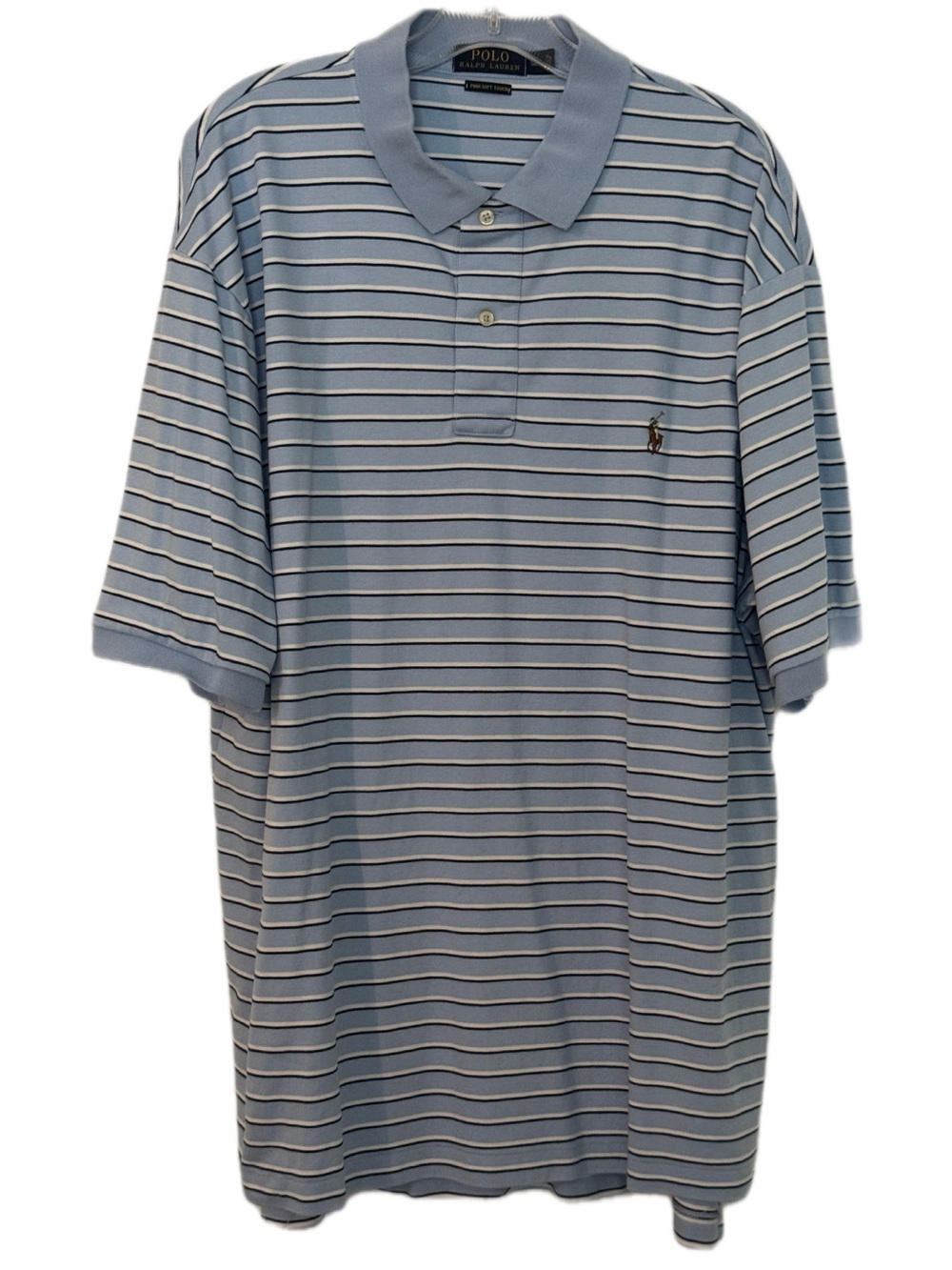 Ralph Lauren Pima Soft Touch CollectionLight Blue/White & Navy Striped Polo